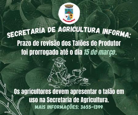 Atenção agricultores ao pagamento do Talão!